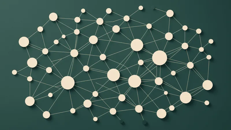 Abstract flow lines connecting document nodes, slate and cream palette