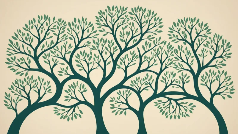 Abstract branching path diagram in slate and cream tones