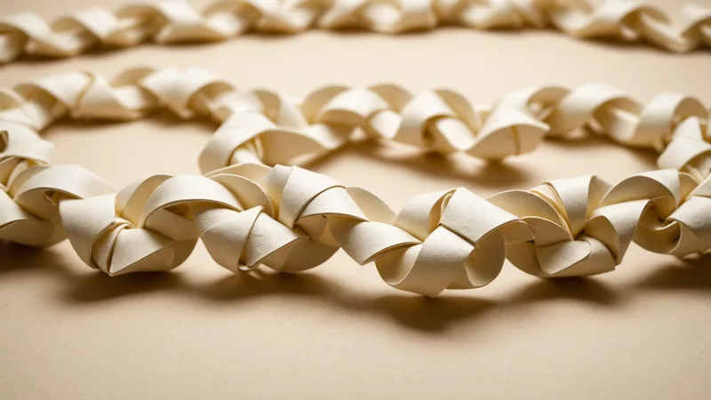 Broken chain link abstraction in paper texture tones